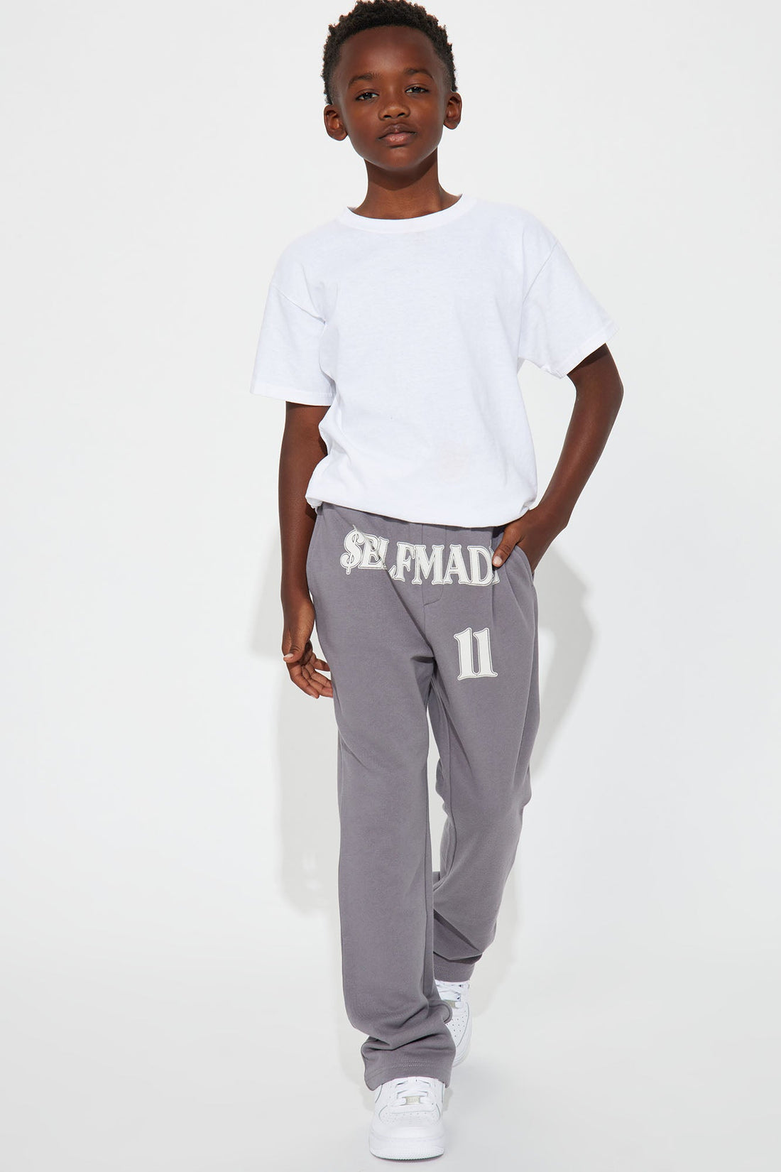 Mini Tyson Self Made Skinny Flare Sweatpants - Grey