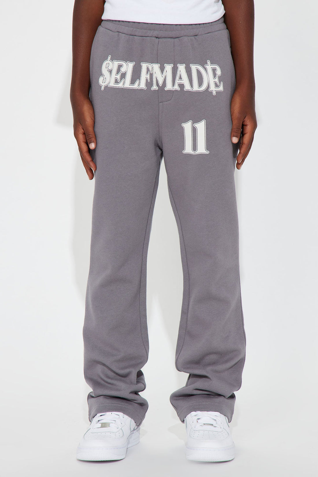Mini Tyson Self Made Skinny Flare Sweatpants - Grey