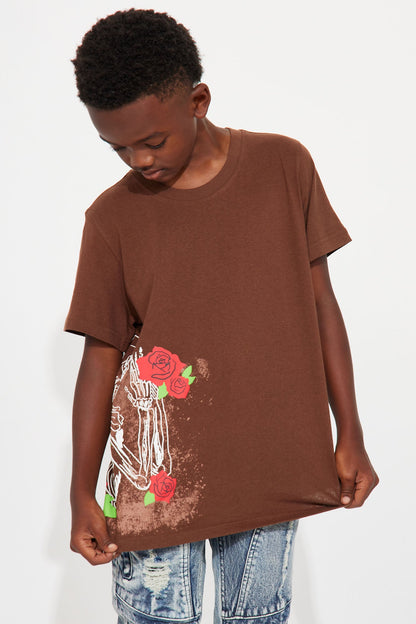 Mini Spreading Roses Short Sleeve Tee - Brown