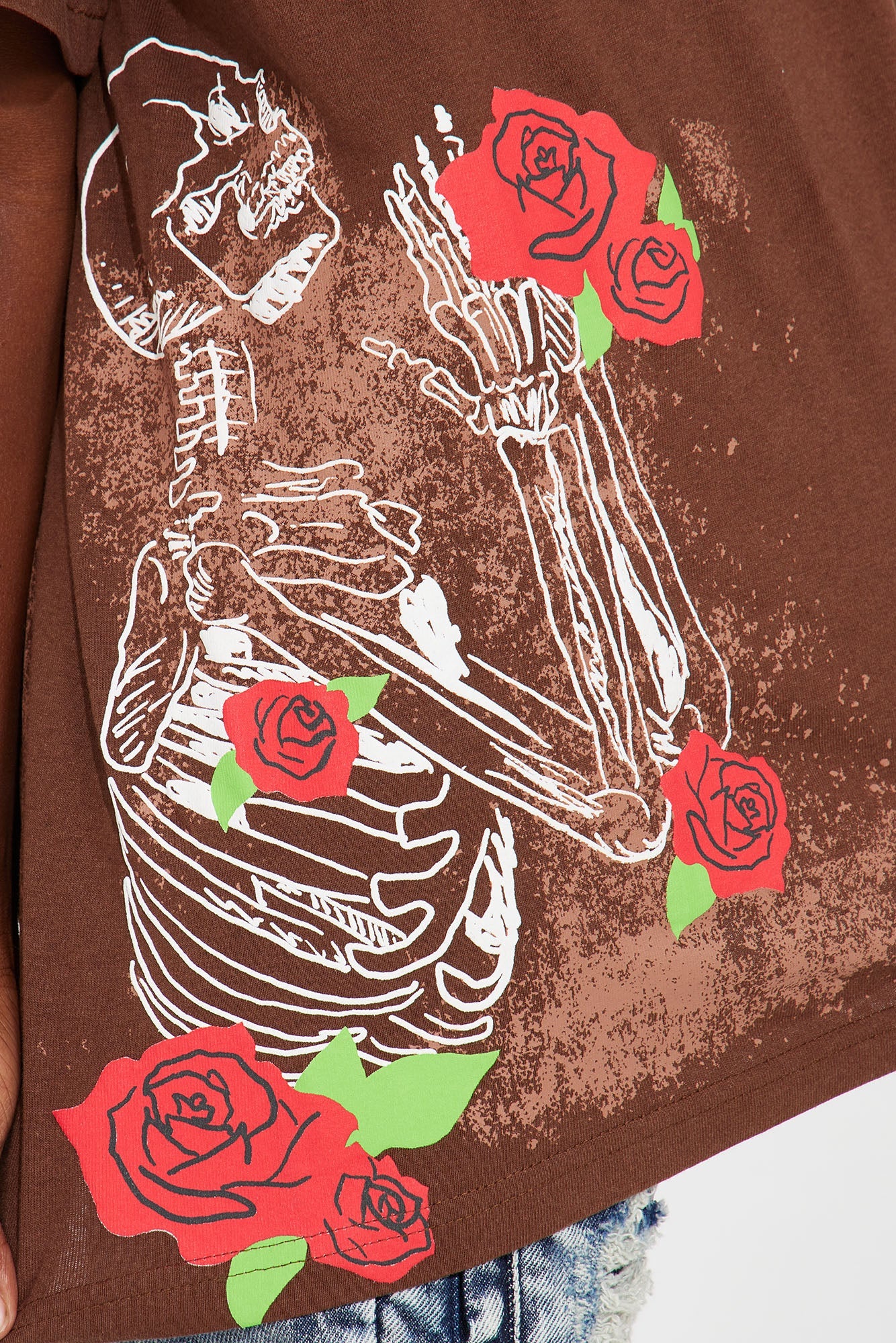 Mini Spreading Roses Short Sleeve Tee - Brown