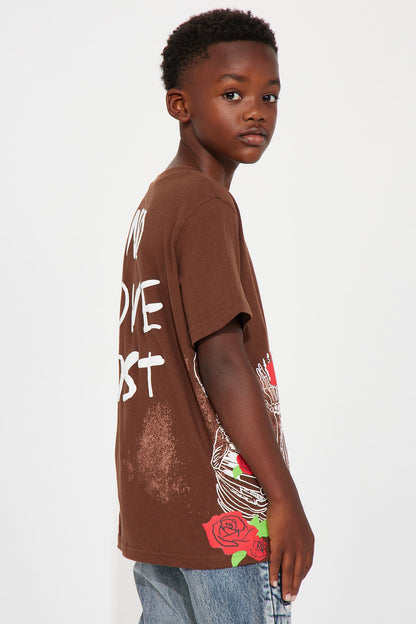 Mini Spreading Roses Short Sleeve Tee - Brown