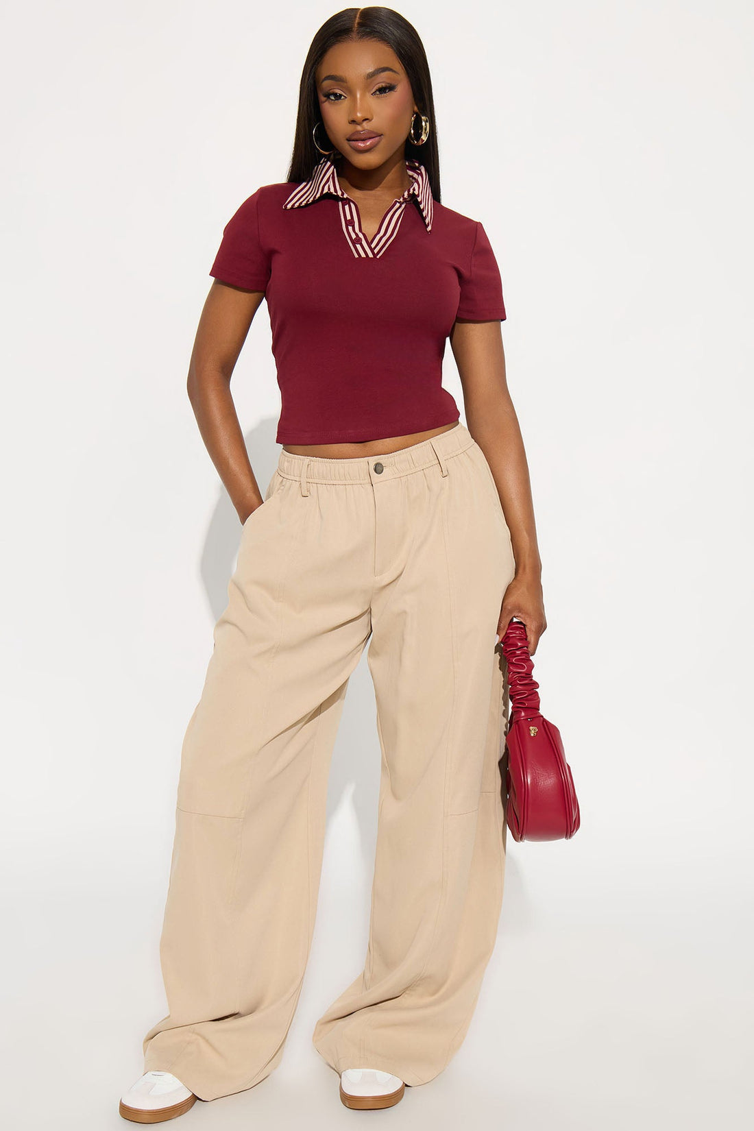 Jovana Mid Rise Wide Leg Pant - Taupe