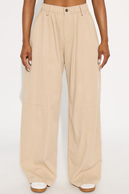 Jovana Mid Rise Wide Leg Pant - Taupe