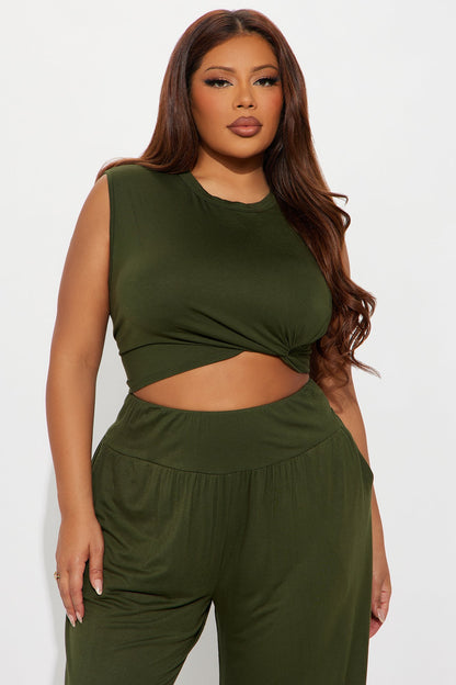 Charlotte Rayon Pant Set - Olive