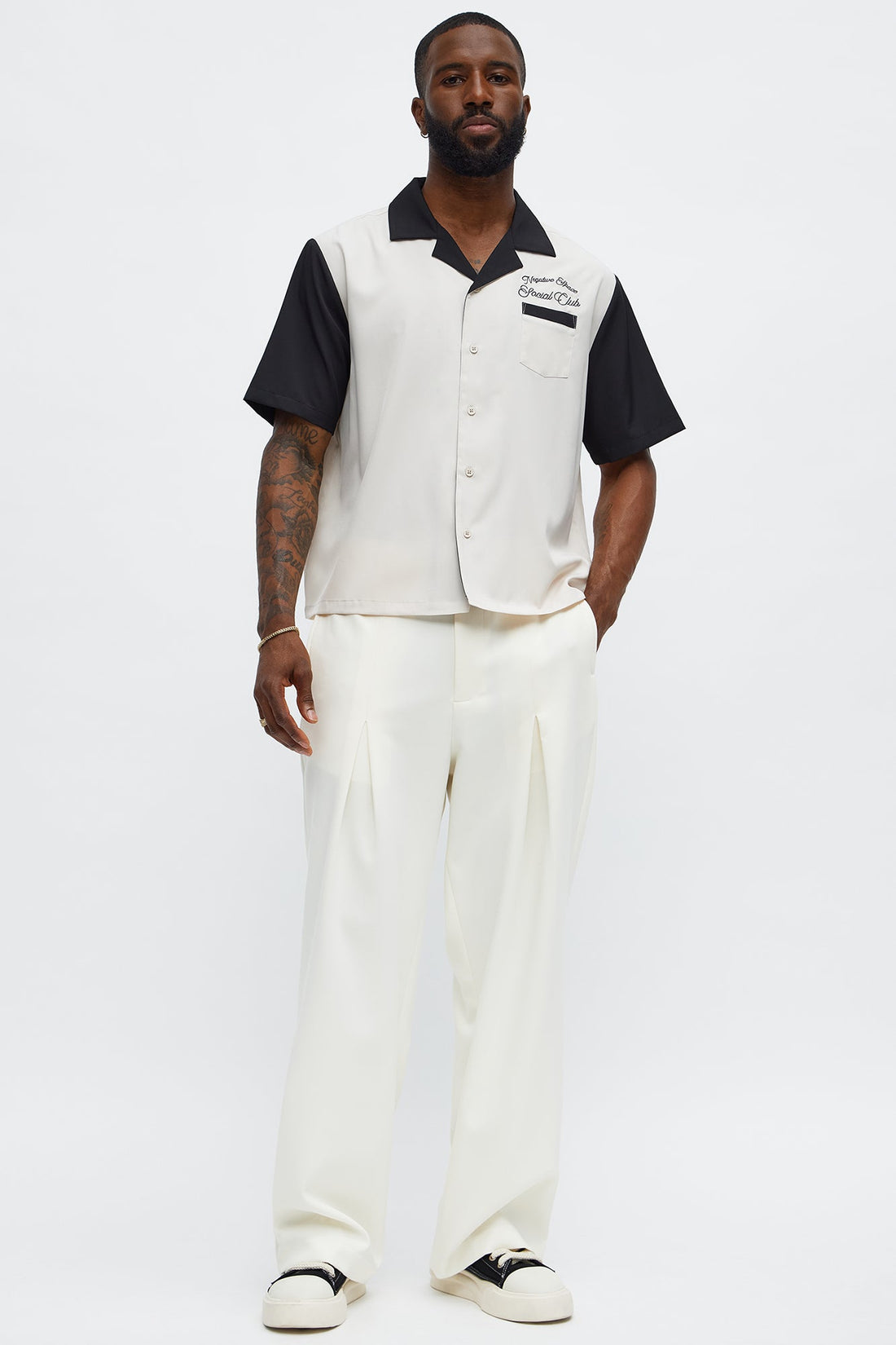 Regular Fit Social Club Bowling Shirt - Black/combo