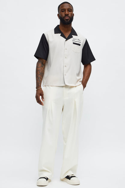 Regular Fit Social Club Bowling Shirt - Black/combo