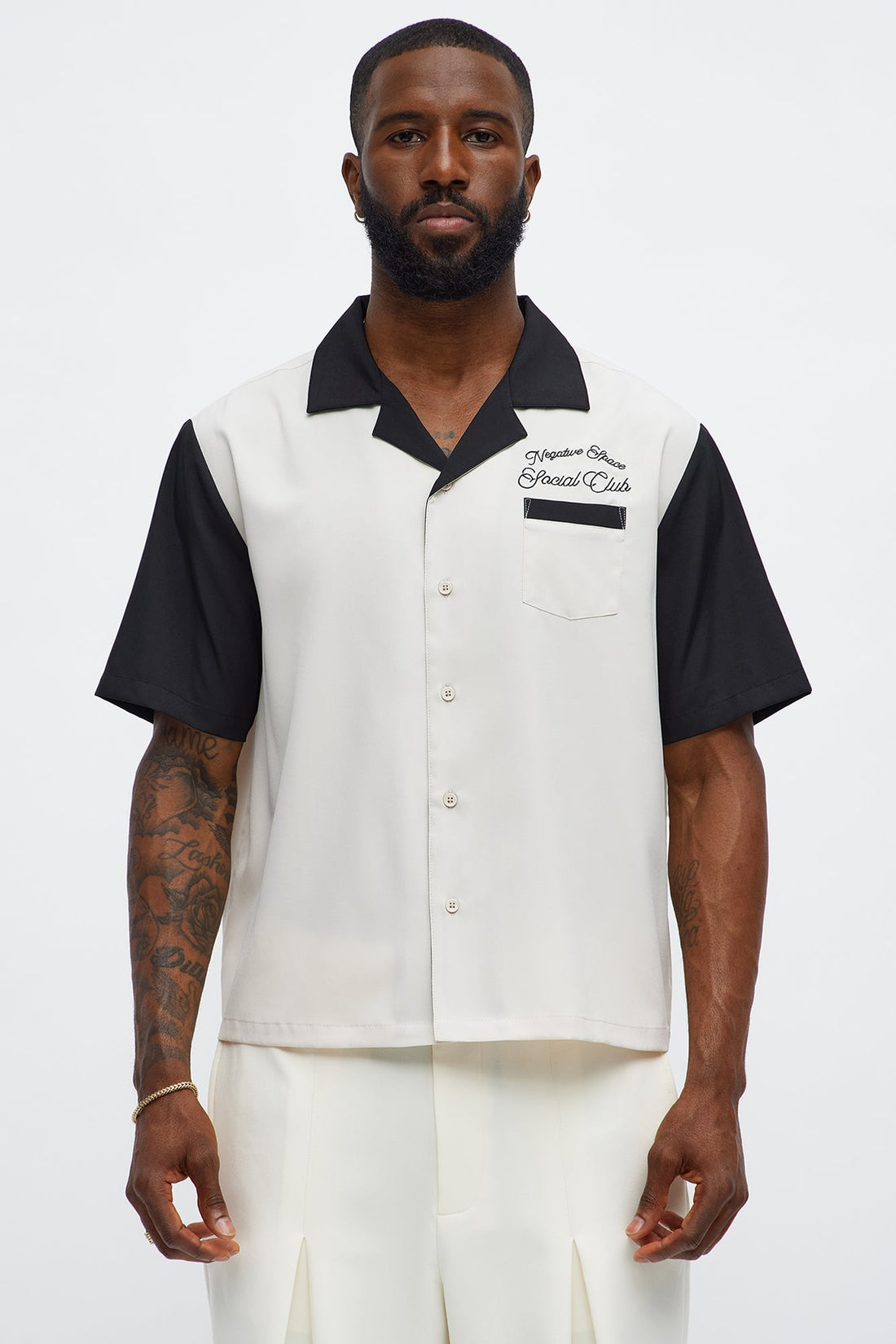 Regular Fit Social Club Bowling Shirt - Black/combo