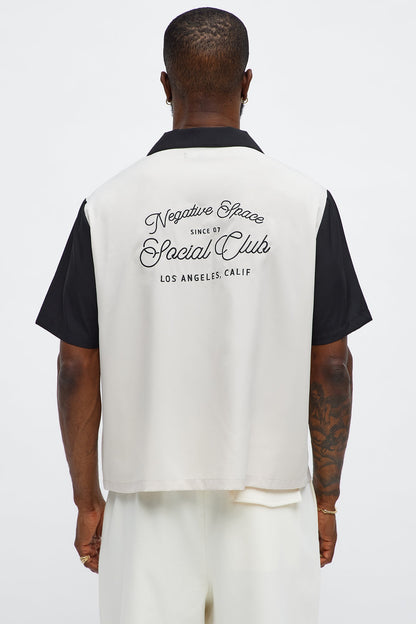 Regular Fit Social Club Bowling Shirt - Black/combo