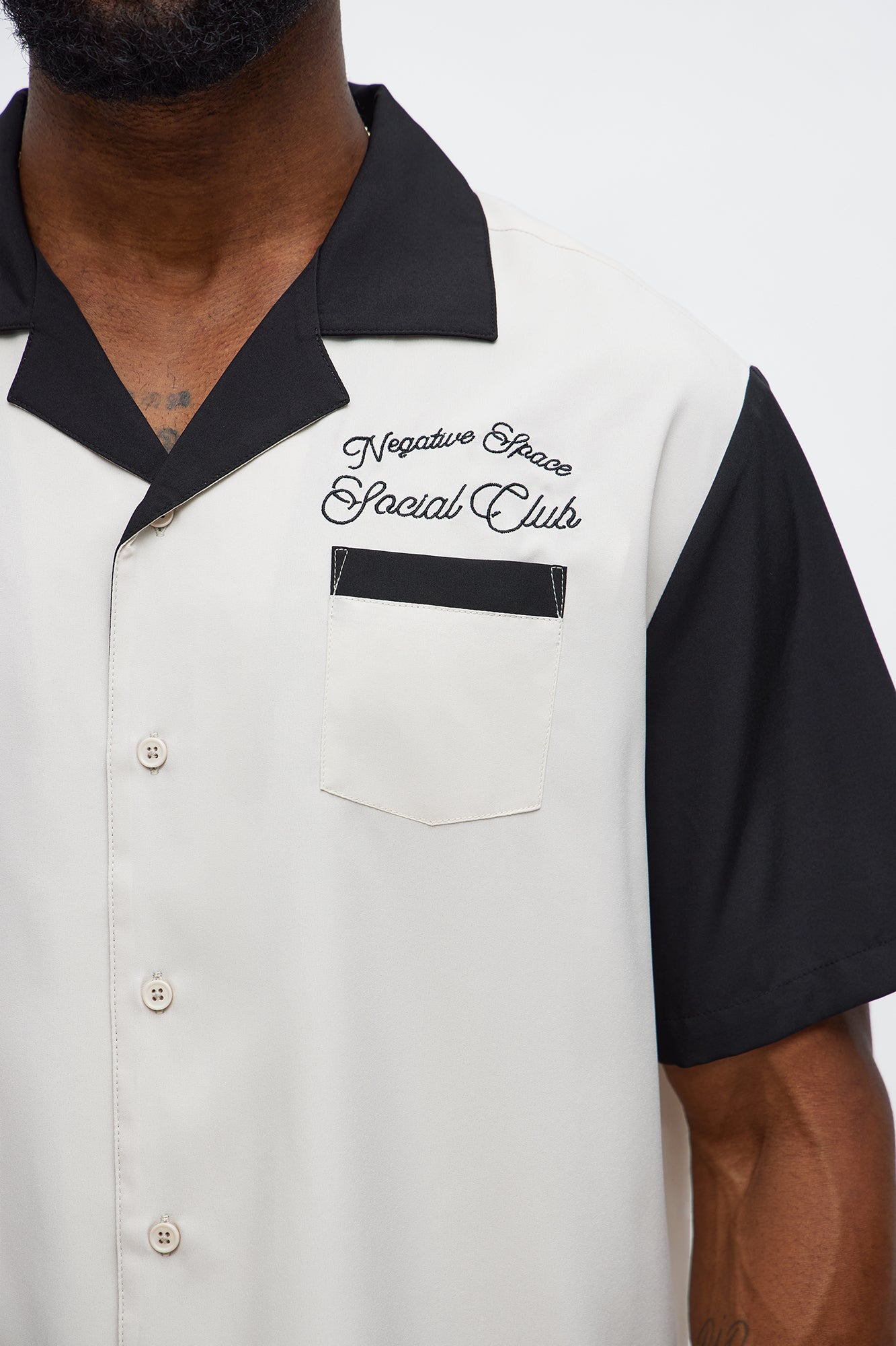 Regular Fit Social Club Bowling Shirt - Black/combo