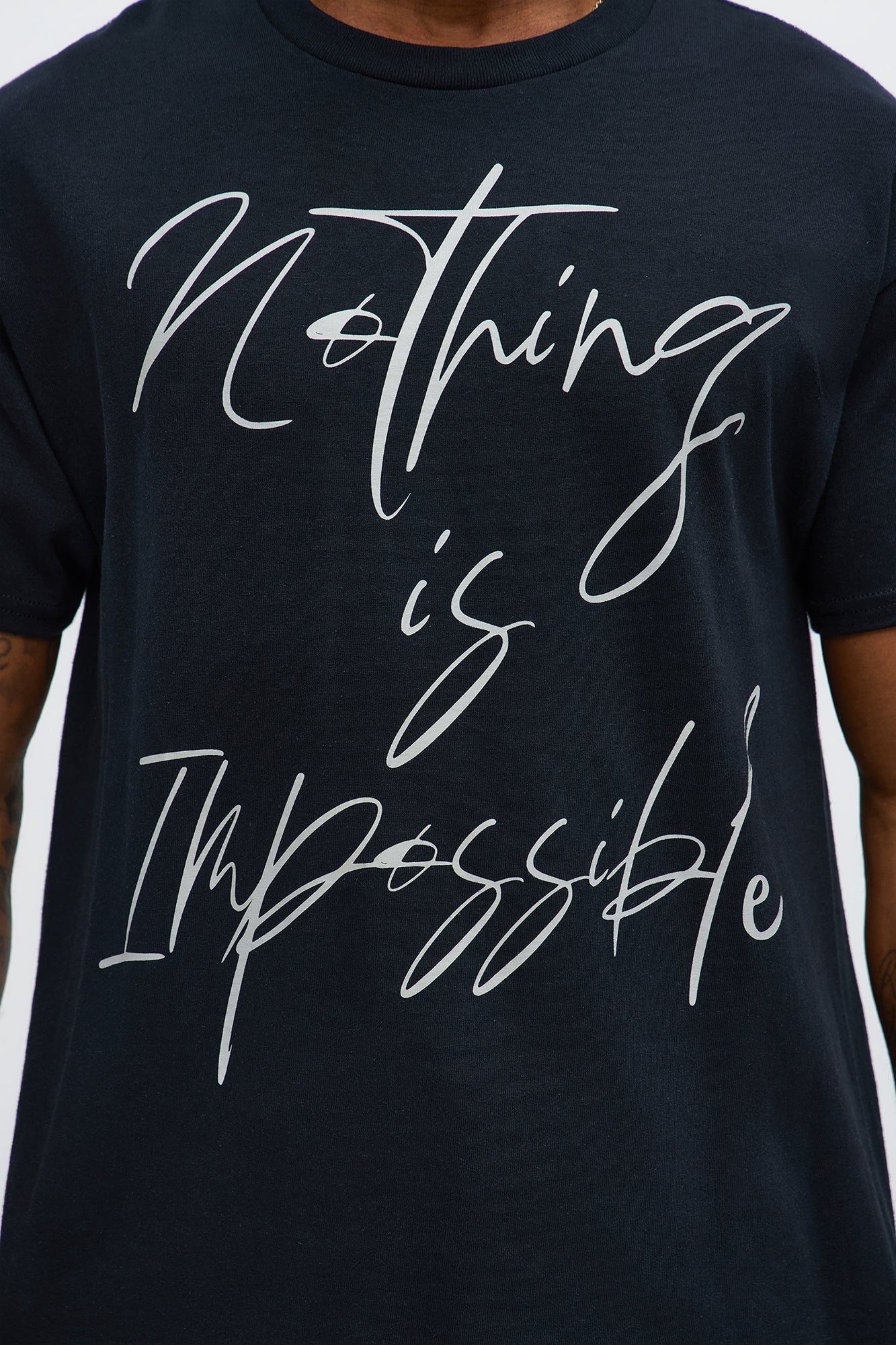 Nothing Is Impossible Oversized Short Sleeve Tee - Black