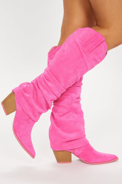 City Cowgirl Flat Boots - Pink