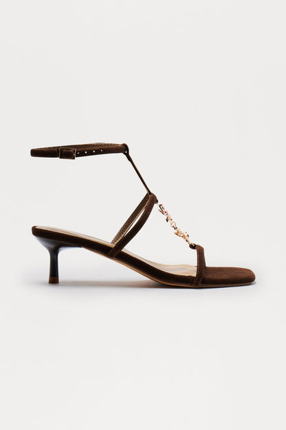 Bright Star Ankle Strap Heels - Brown