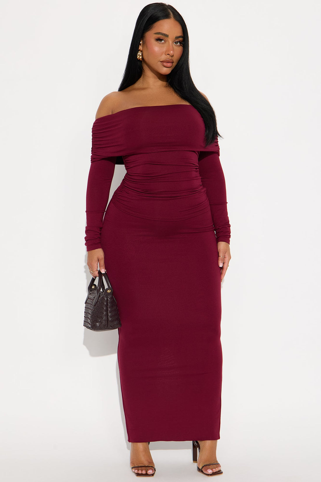 Hailey Double Lined Maxi Skirt Set - Wine