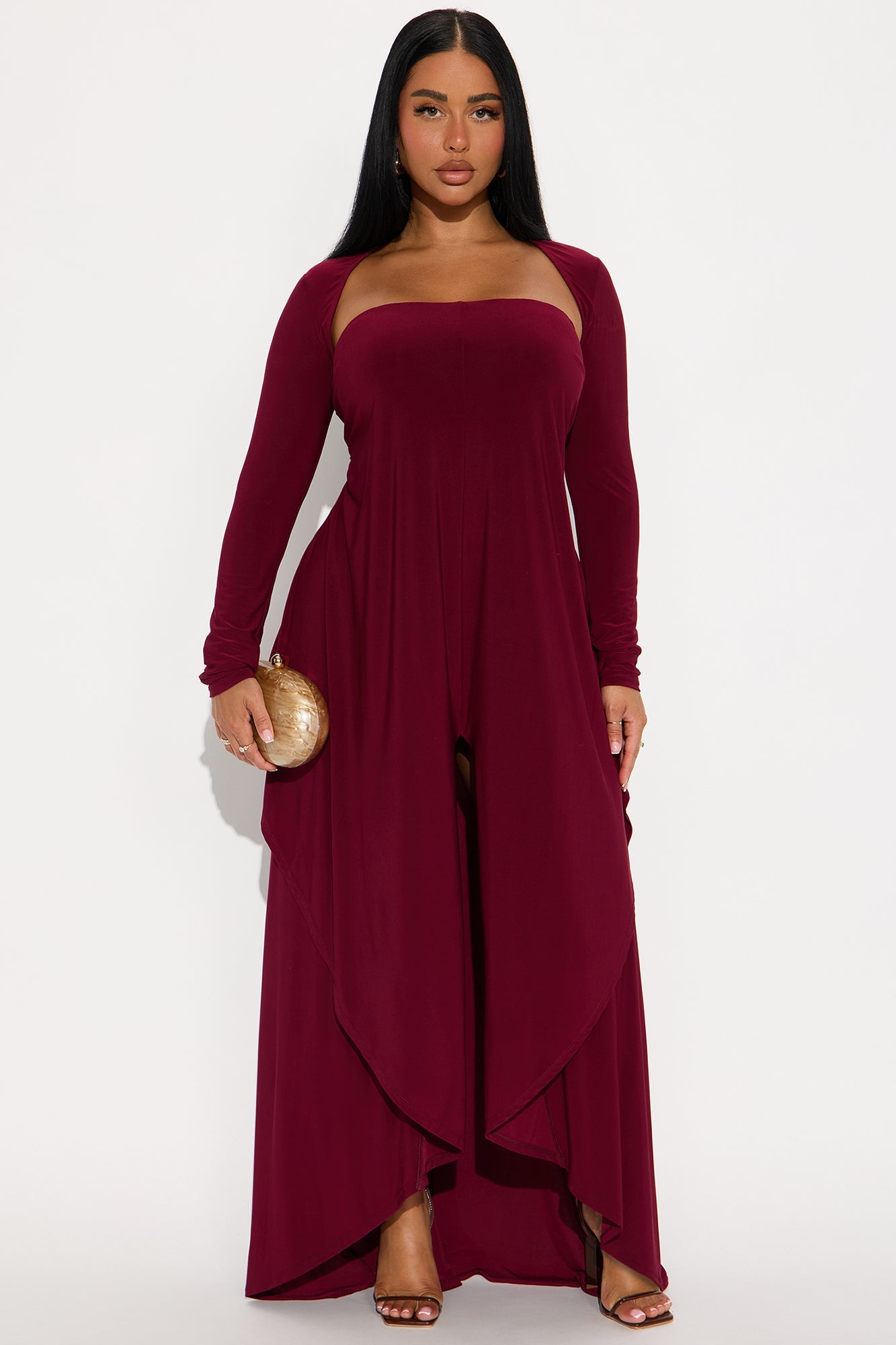 Dream Girl Long Sleeve Maxi Dress - Wine