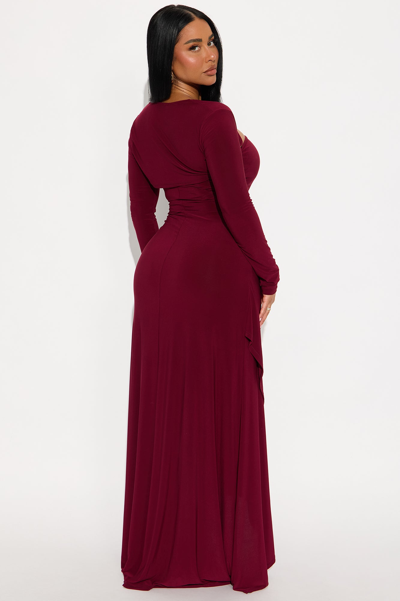 Dream Girl Long Sleeve Maxi Dress - Wine