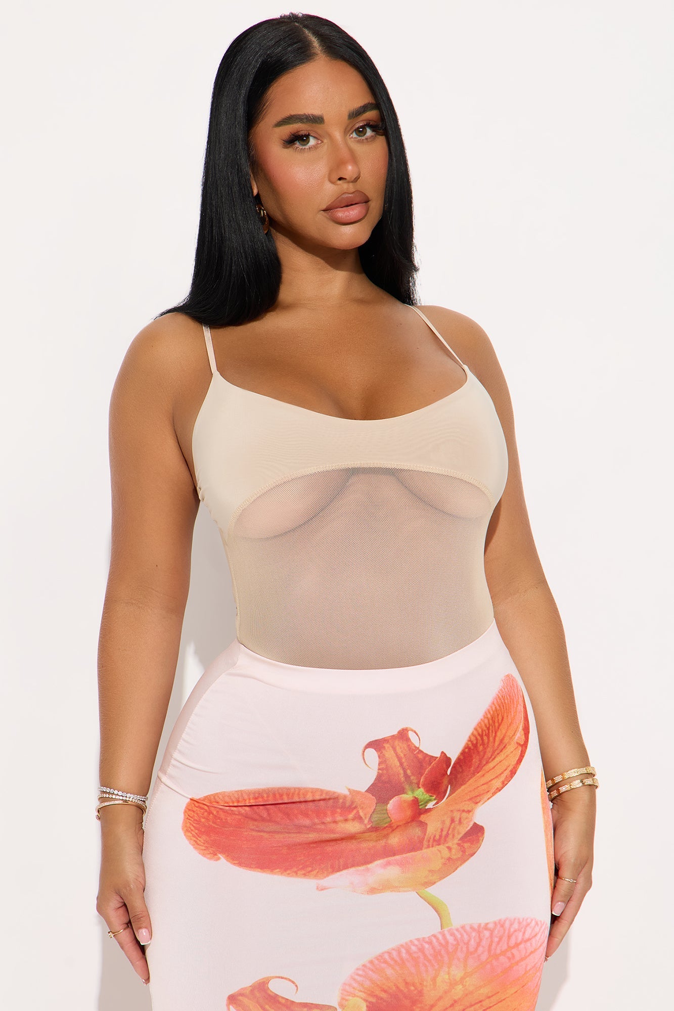 Calypso Sheer Mesh Bodysuit - Mocha