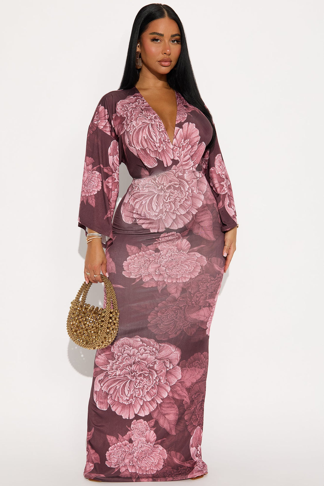 Maisie Floral Maxi Dress - Mauve/combo