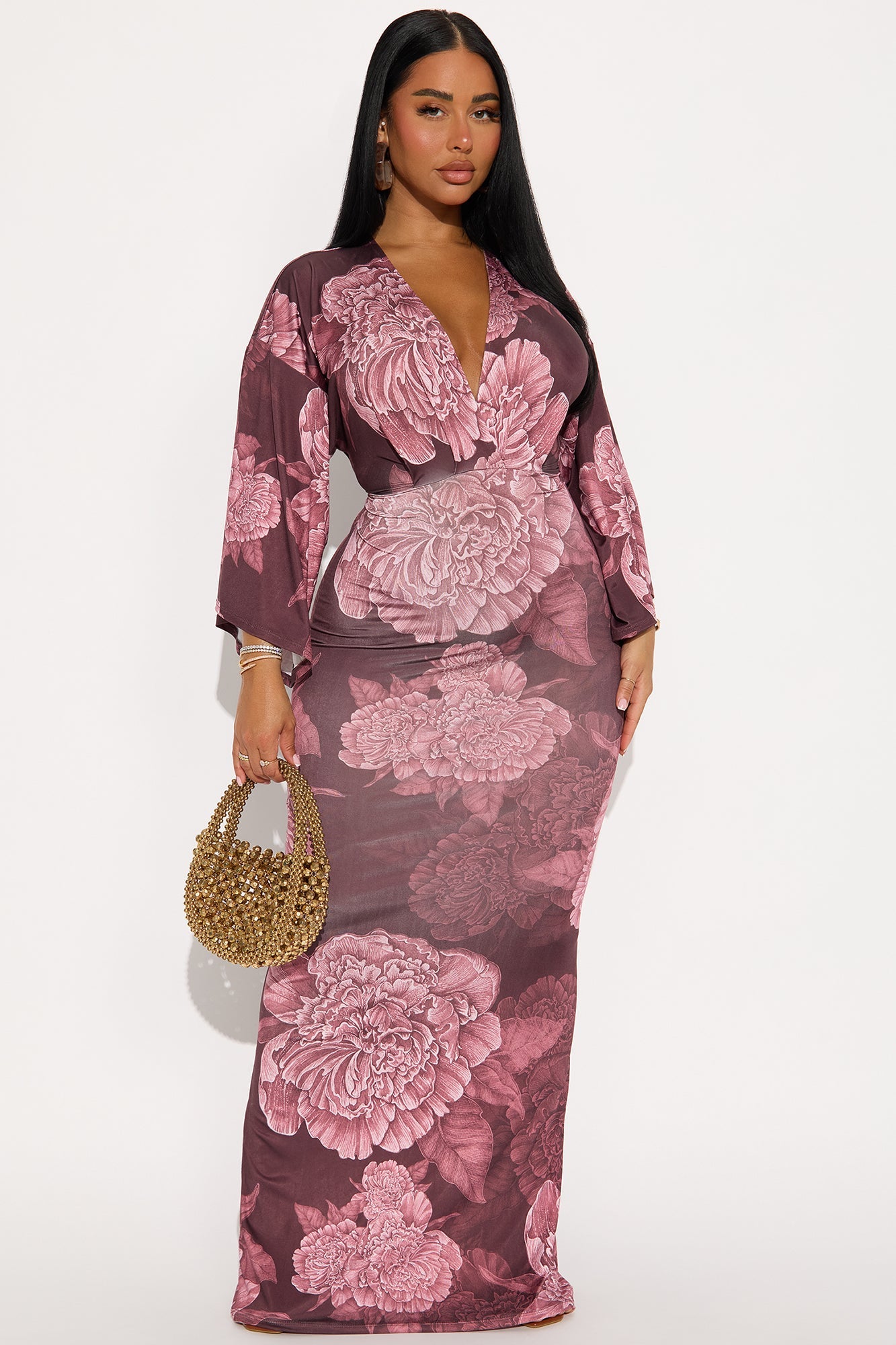 Maisie Floral Maxi Dress - Mauve/combo