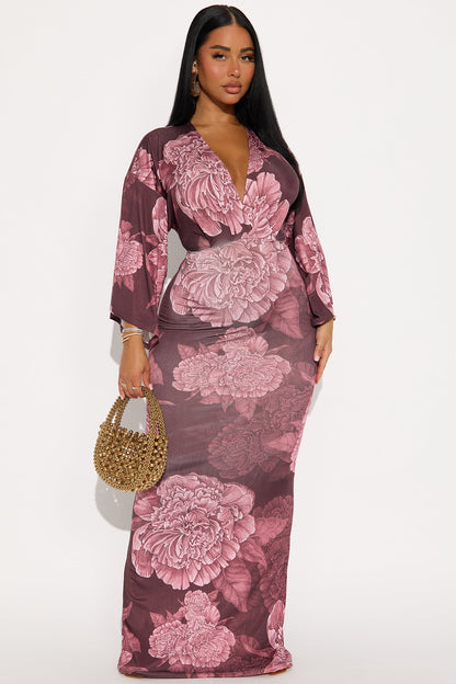 Maisie Floral Maxi Dress - Mauve/combo