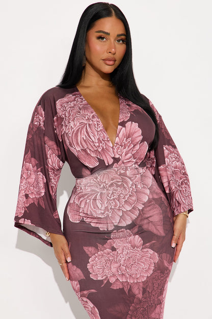 Maisie Floral Maxi Dress - Mauve/combo