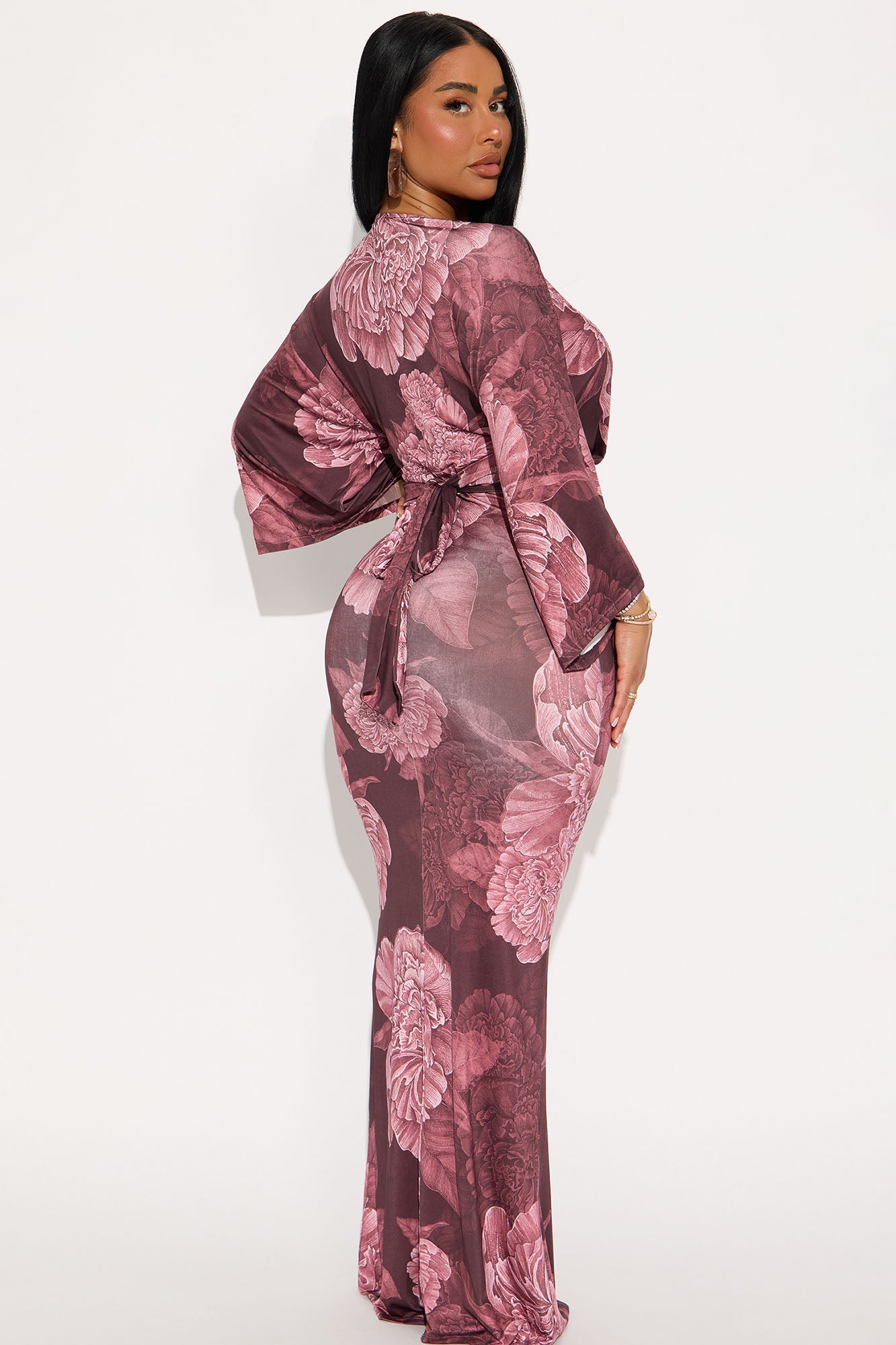 Maisie Floral Maxi Dress - Mauve/combo