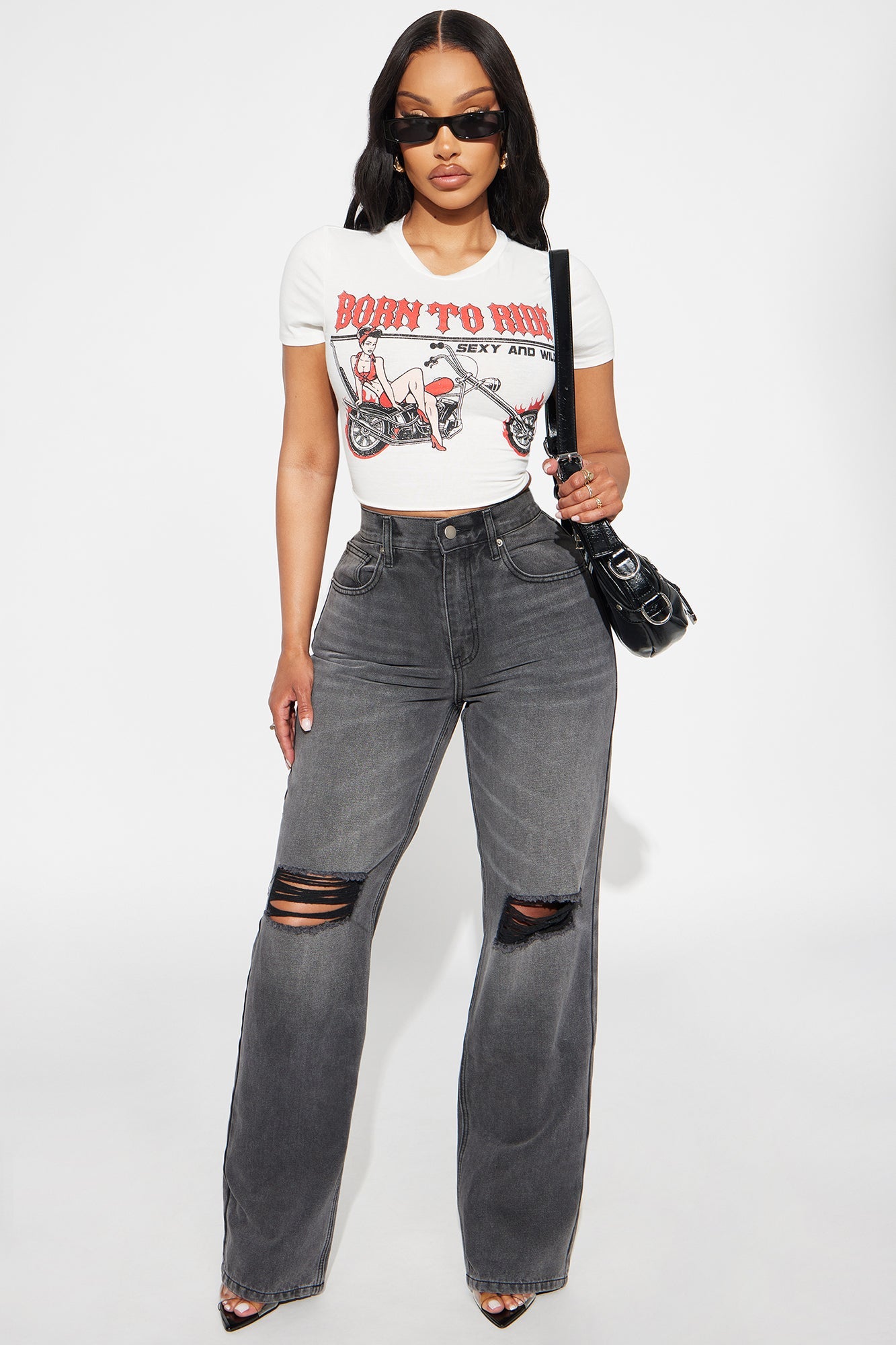 Close To You Ripped Straight Leg Jeans - Grey