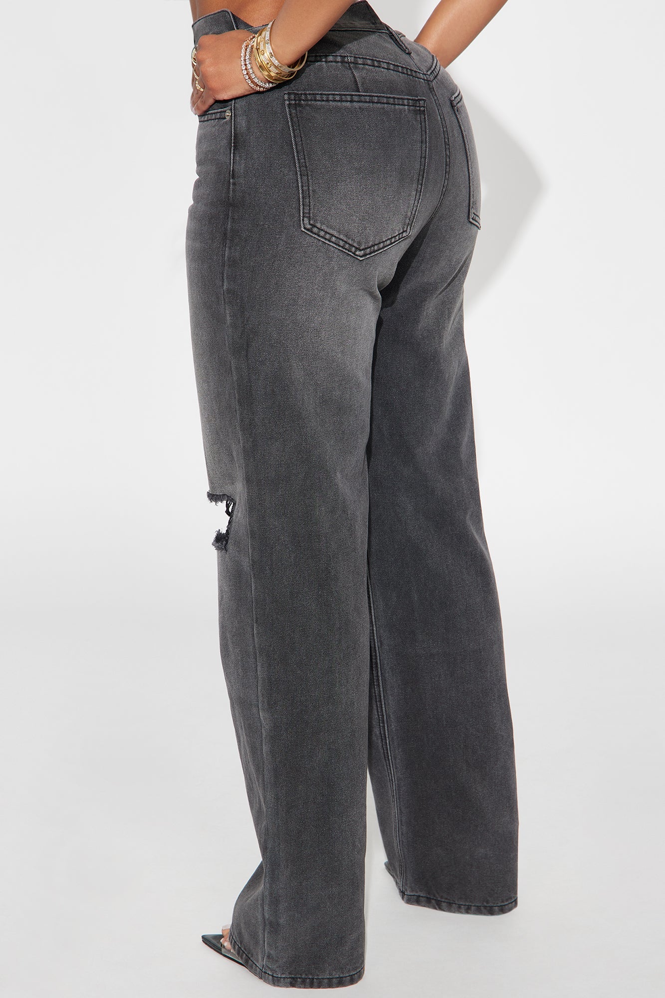 Close To You Ripped Straight Leg Jeans - Grey
