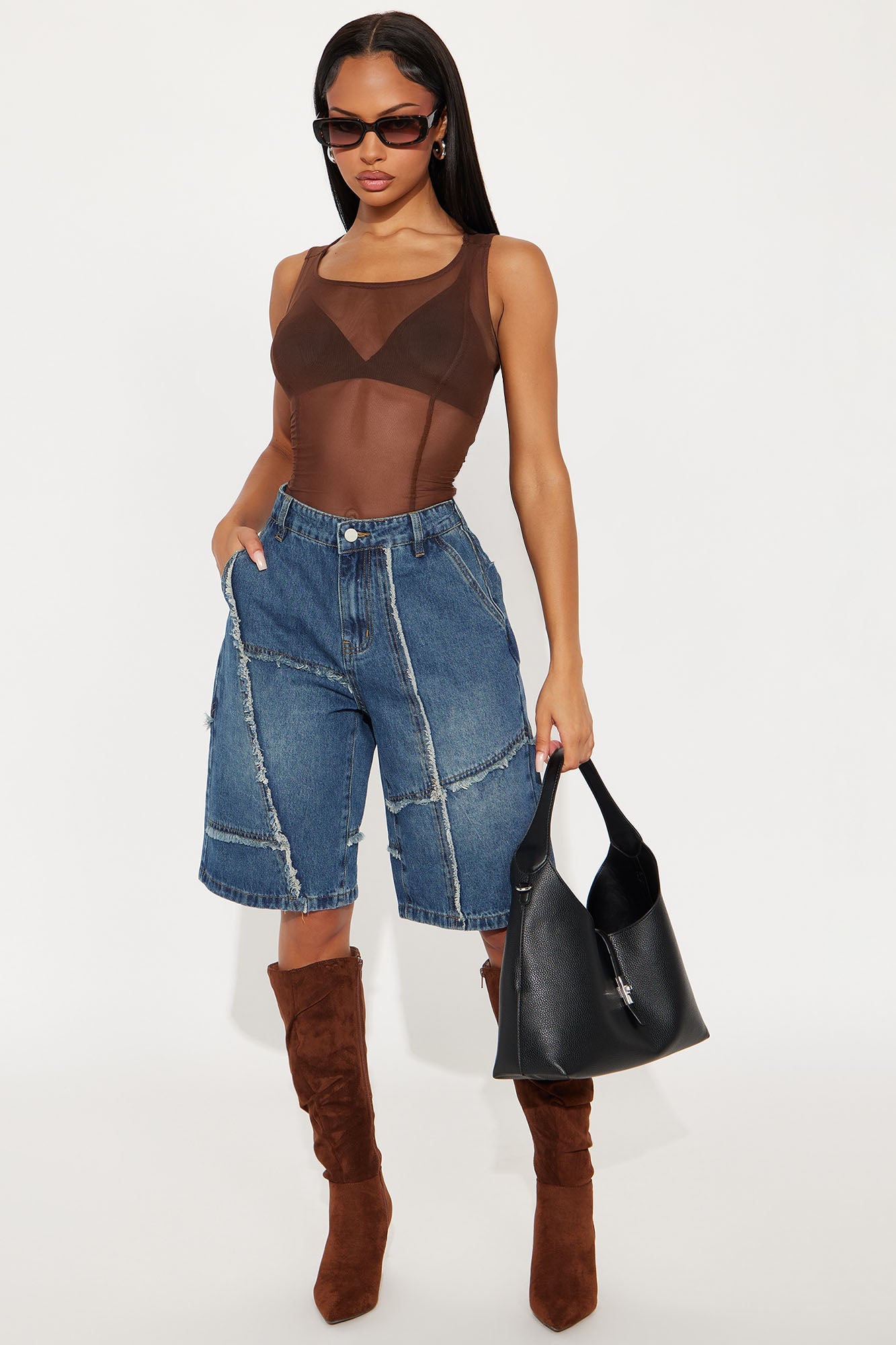 Worn Wild Frayed Denim Jorts - Dark Wash