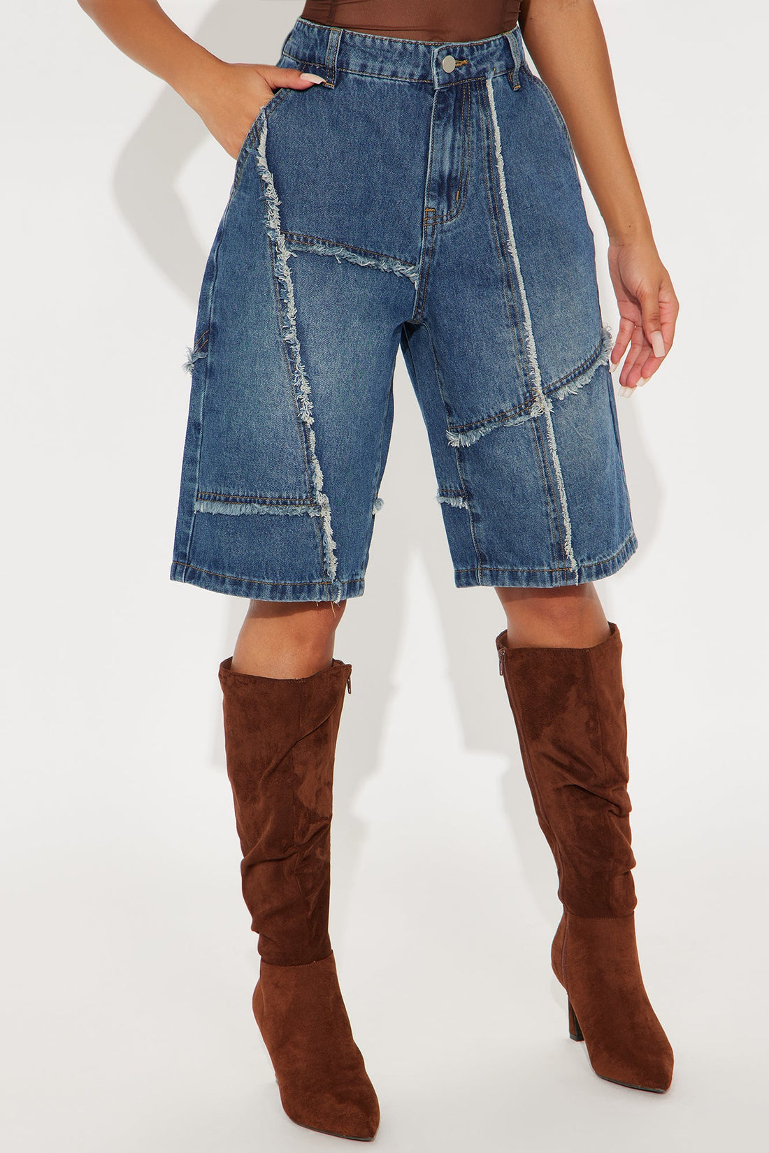 Worn Wild Frayed Denim Jorts - Dark Wash