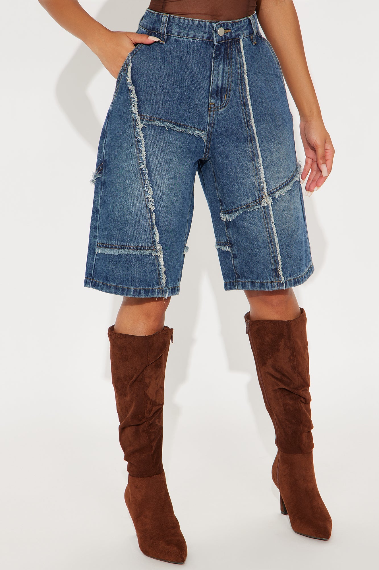 Worn Wild Frayed Denim Jorts - Dark Wash