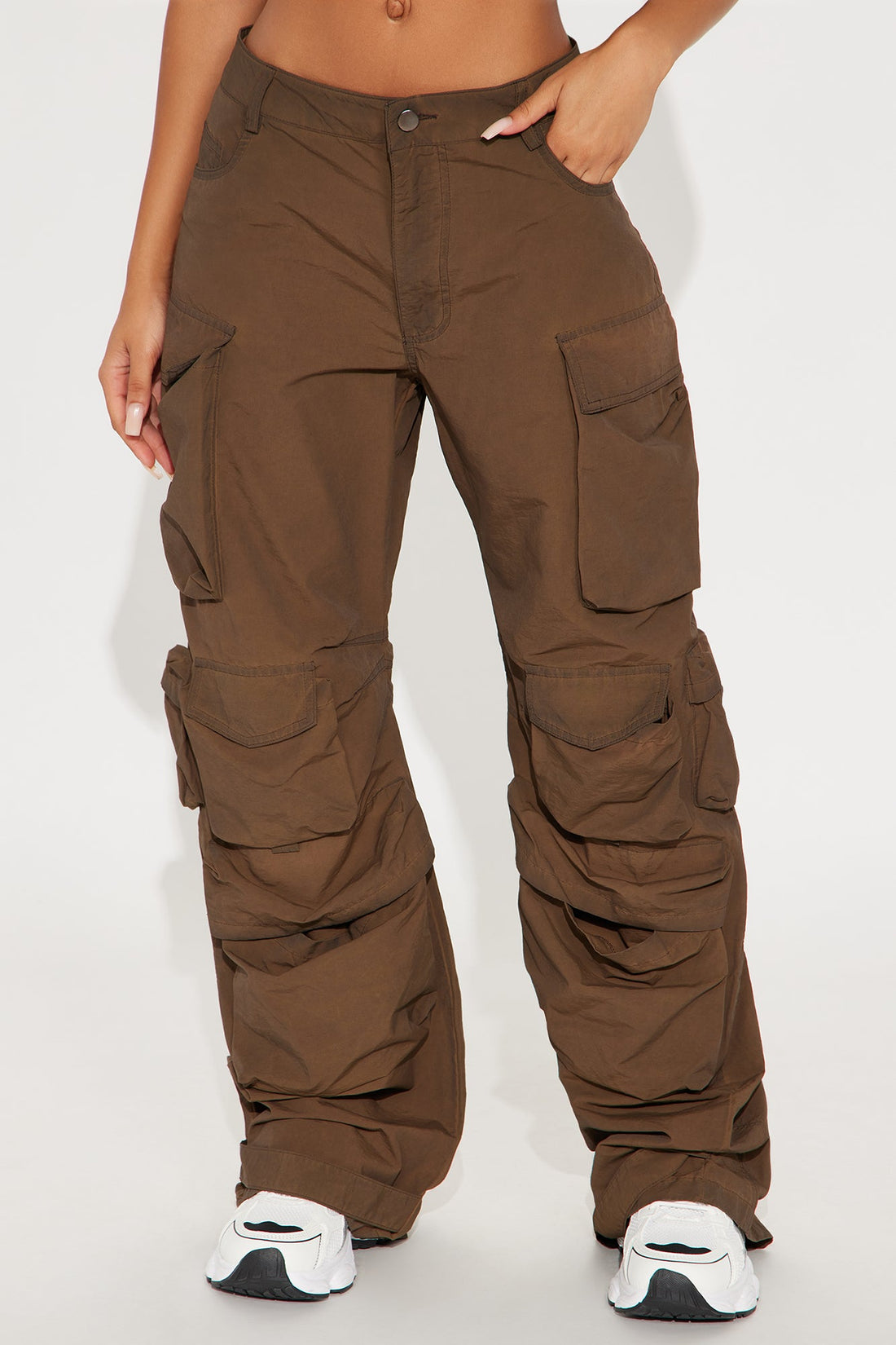 Talk It Up Oversized Cargo Pant - Chocolate