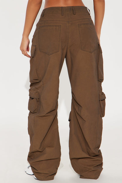 Talk It Up Oversized Cargo Pant - Chocolate