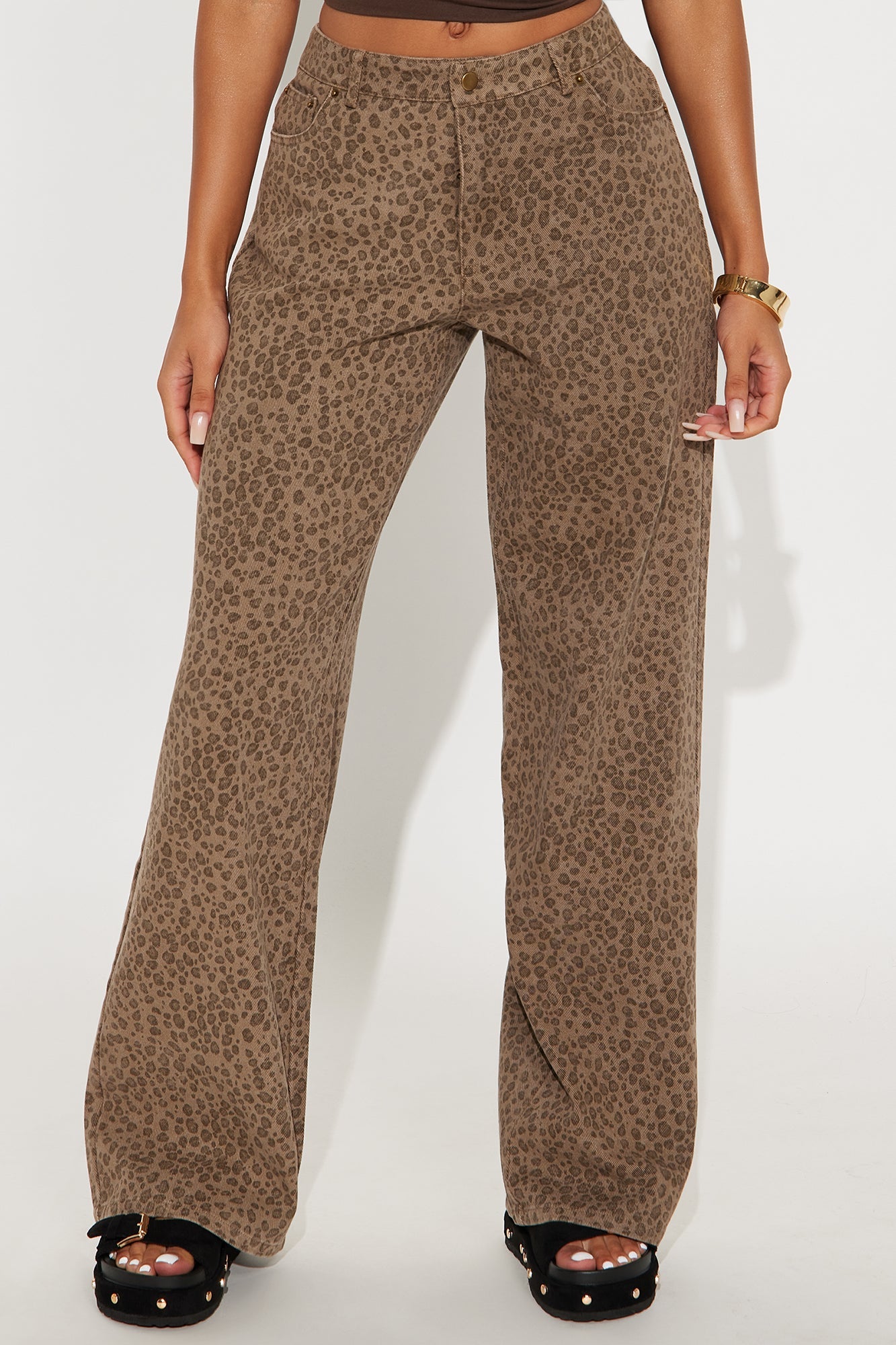 Lost Control Cheetah Wide Leg Pant - Brown