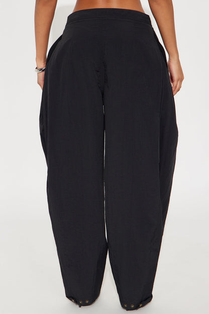 Nylon Windbreaker Pant - Black