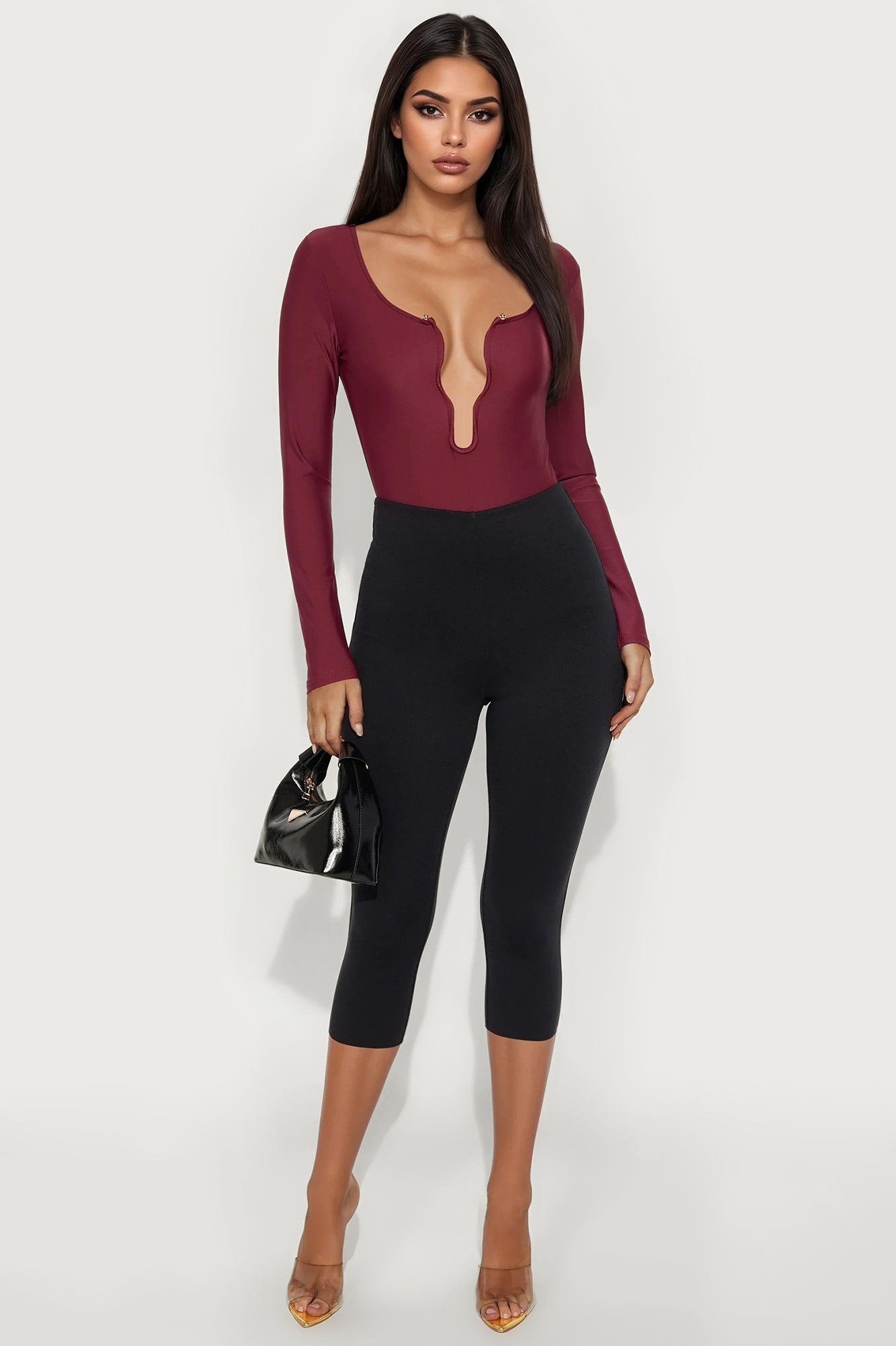Intermission Long Sleeve Bodysuit - Burgundy