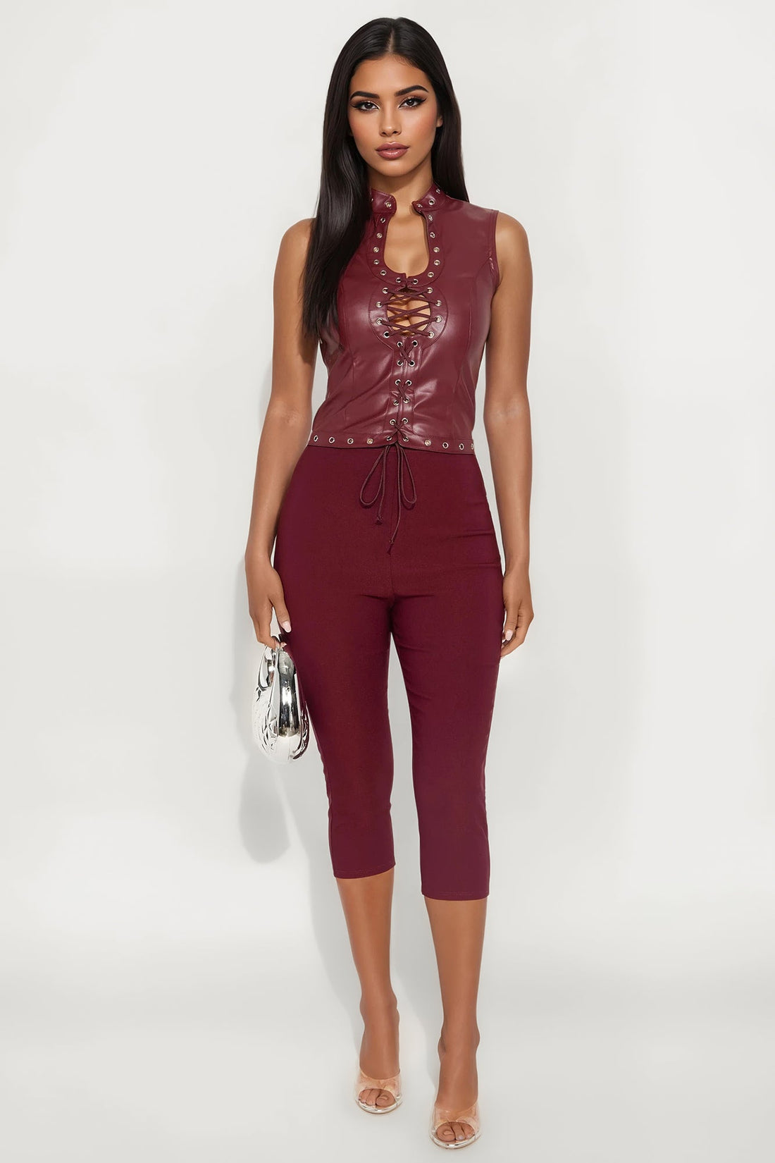 That Girl Faux Leather Top - Wine