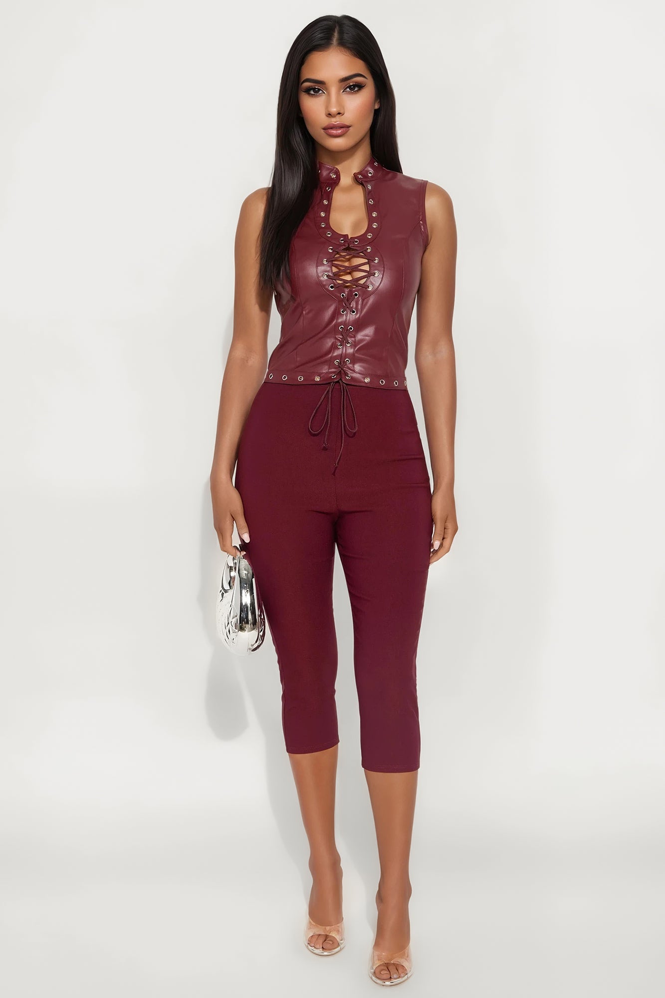 That Girl Faux Leather Top - Wine