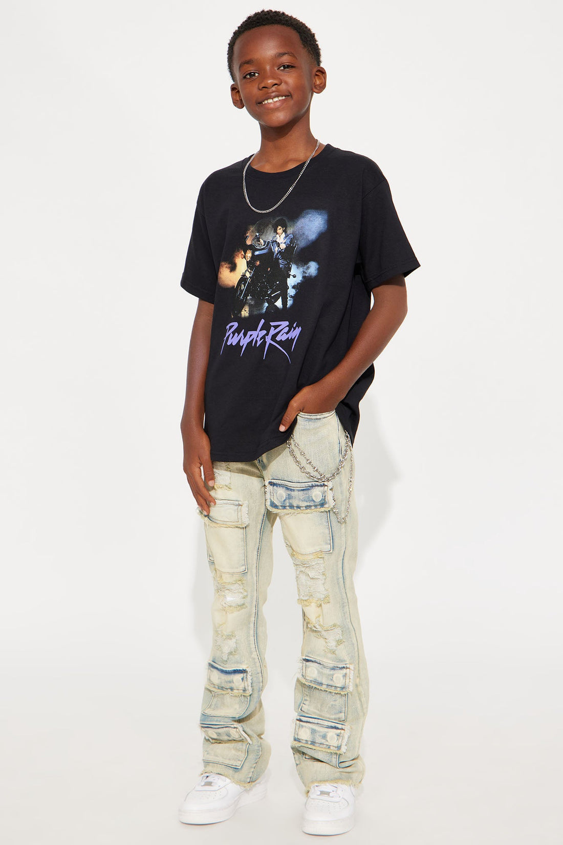 Mini Prince Purple Rain Short Sleeve Tee - Black