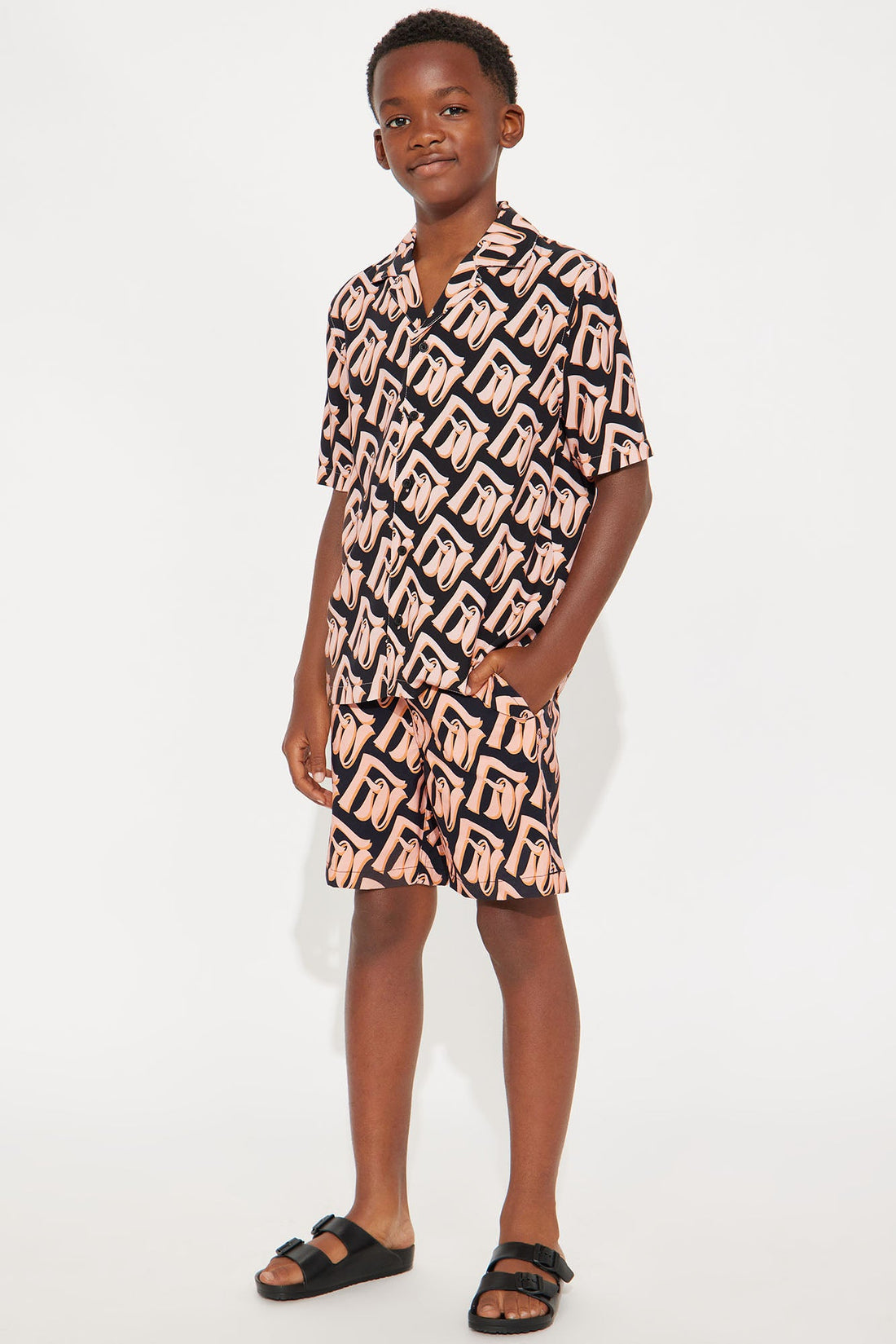 Mini Chateau Monogram Printed Swim Trunks - Black/combo