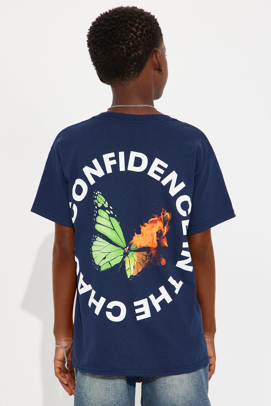 Mini Confidence In The Chaos Short Sleeve Tee - Navy