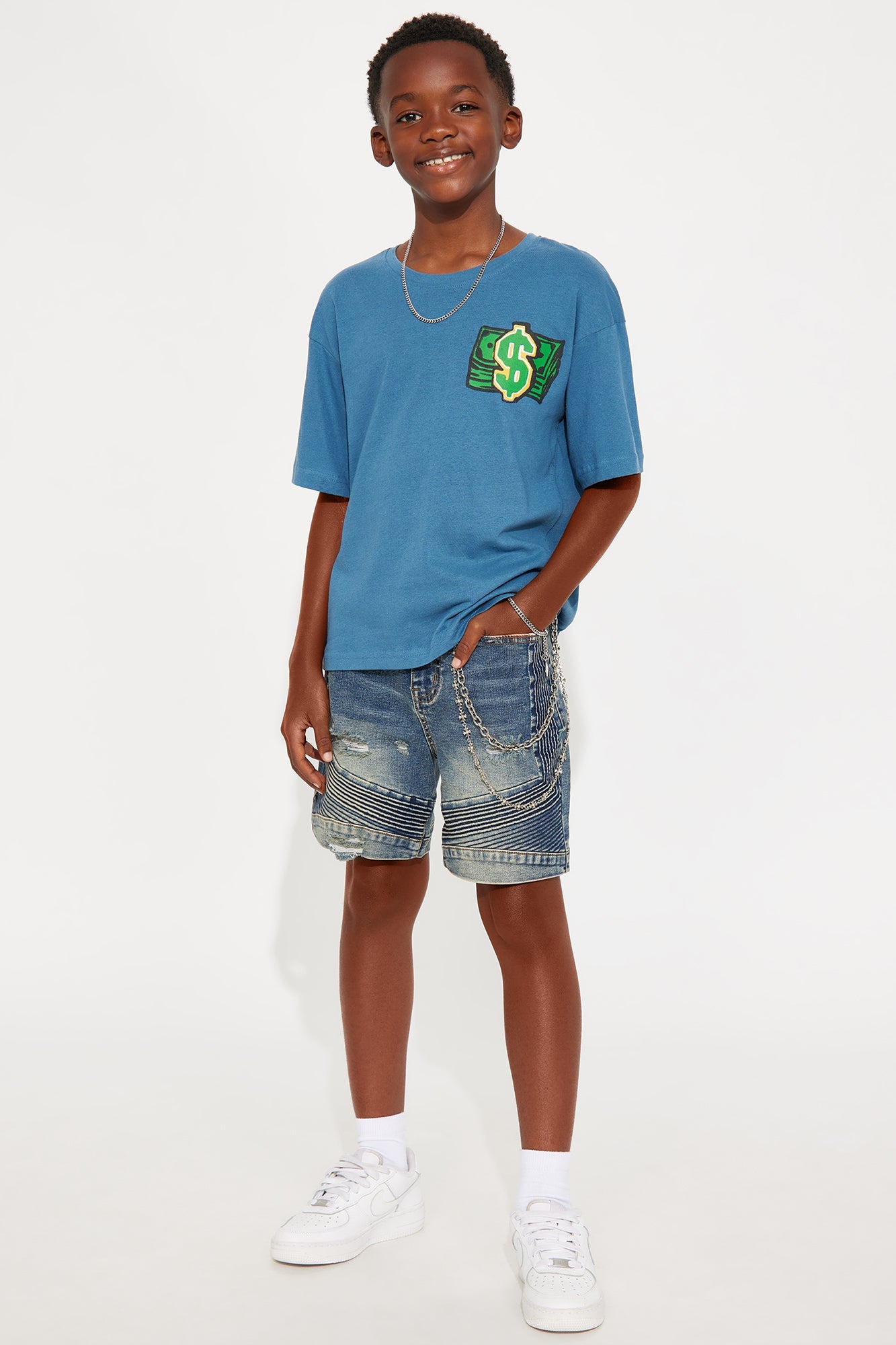 Mini Cash Is King Front/Back T-Shirt - Blue