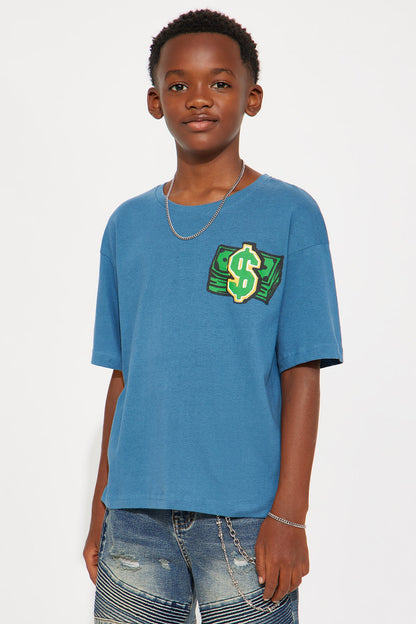 Mini Cash Is King Front/Back T-Shirt - Blue