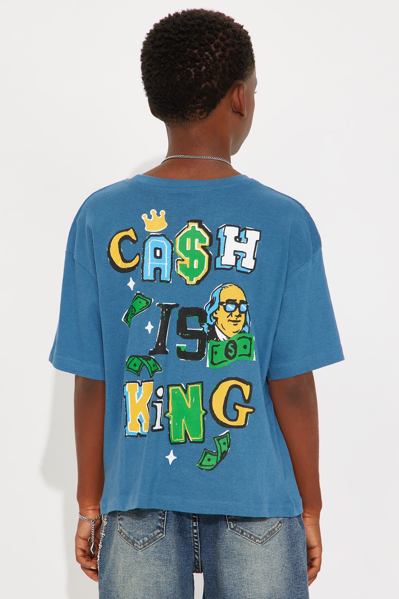 Mini Cash Is King Front/Back T-Shirt - Blue