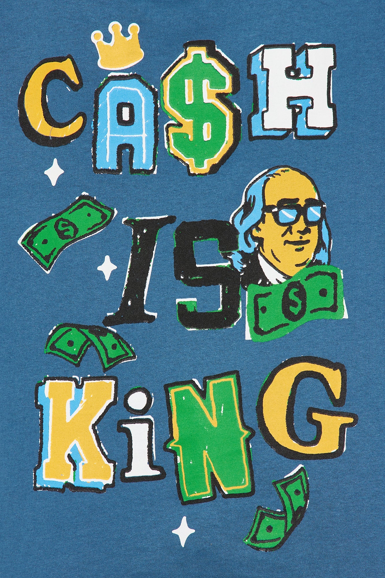 Mini Cash Is King Front/Back T-Shirt - Blue