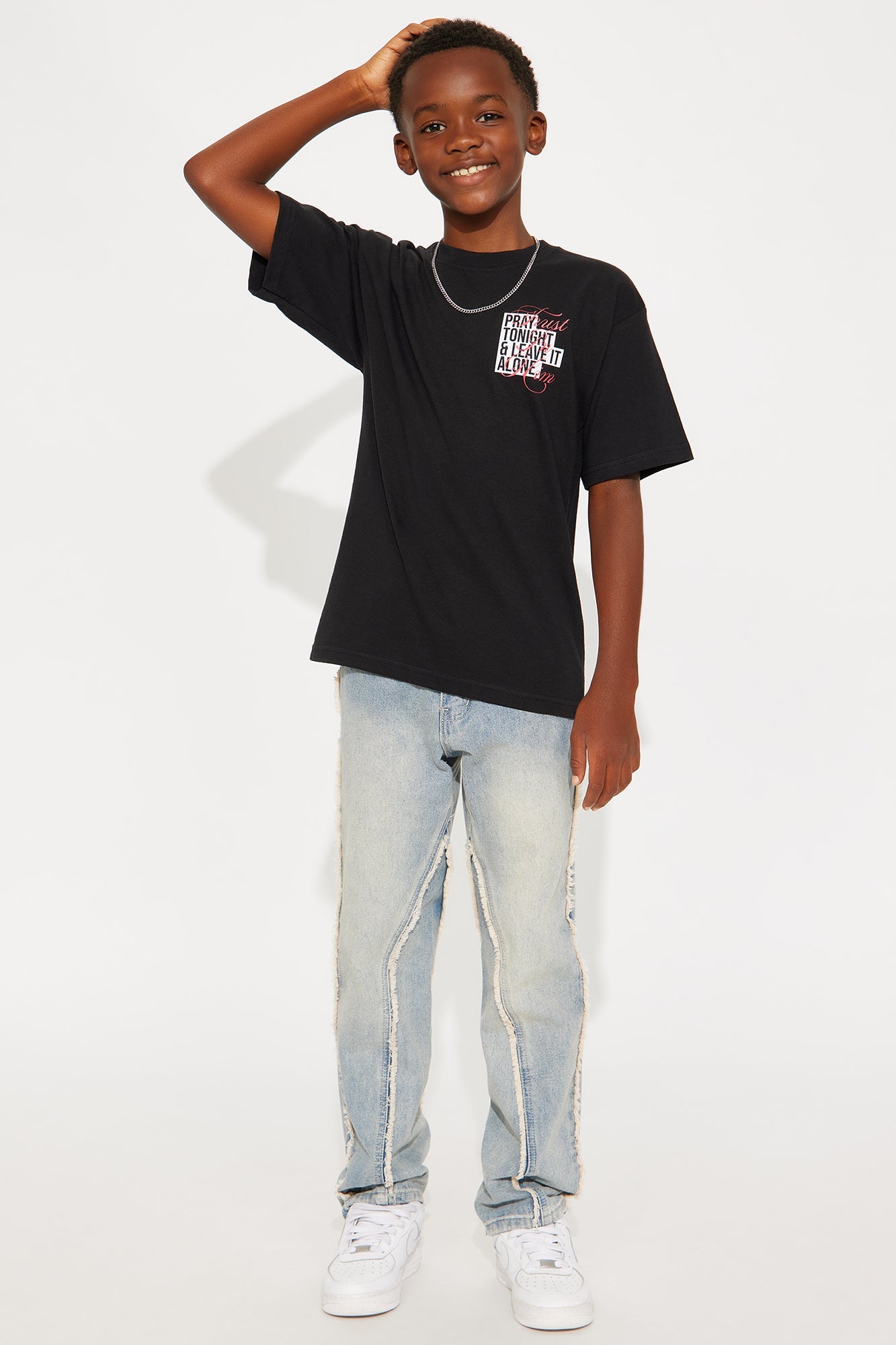 Mini Short Sleeve Pray Tonight &amp; Leave It Alone Tshirt - Black