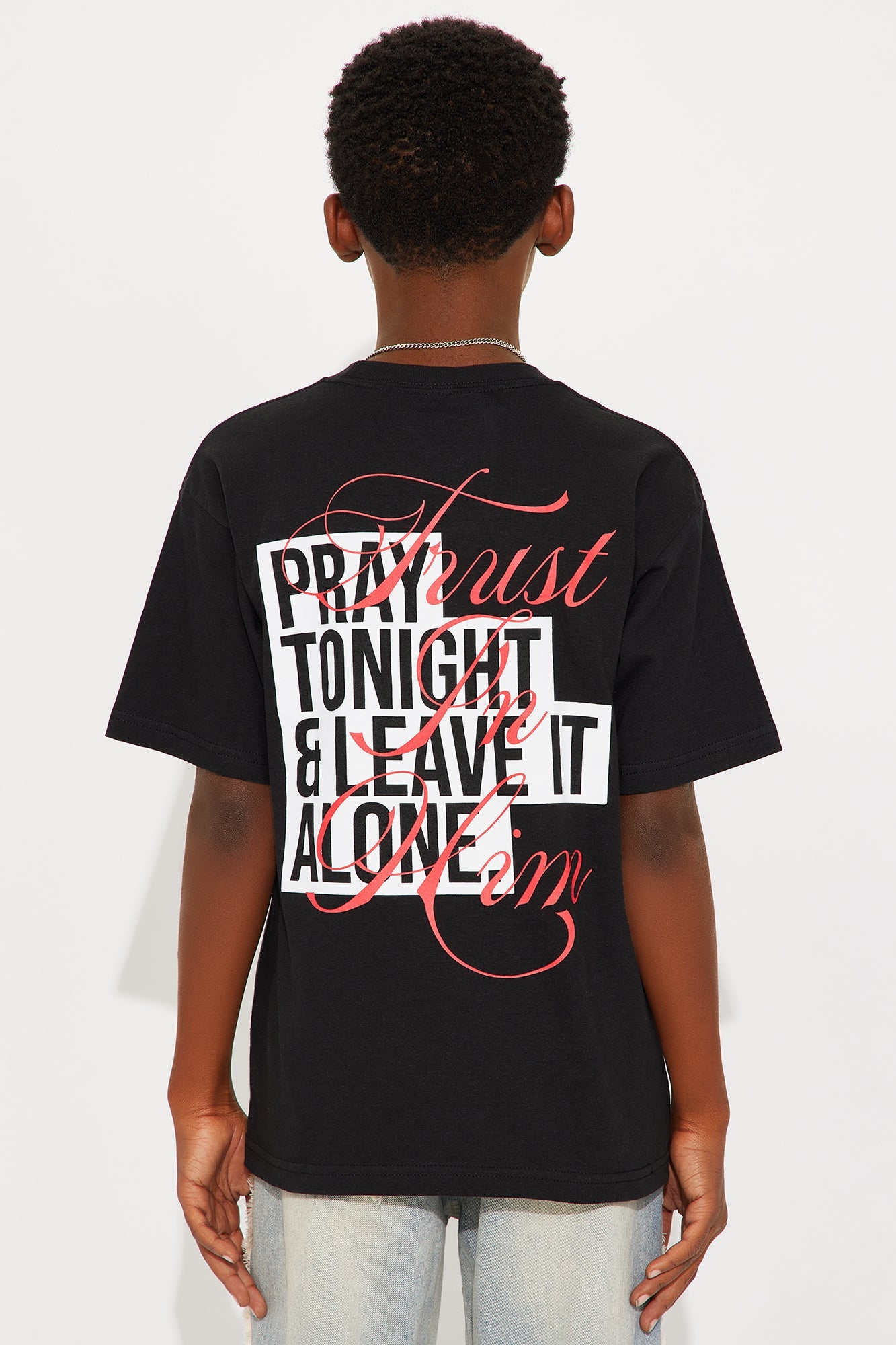 Mini Short Sleeve Pray Tonight &amp; Leave It Alone Tshirt - Black