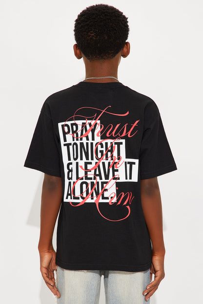 Mini Short Sleeve Pray Tonight &amp; Leave It Alone Tshirt - Black