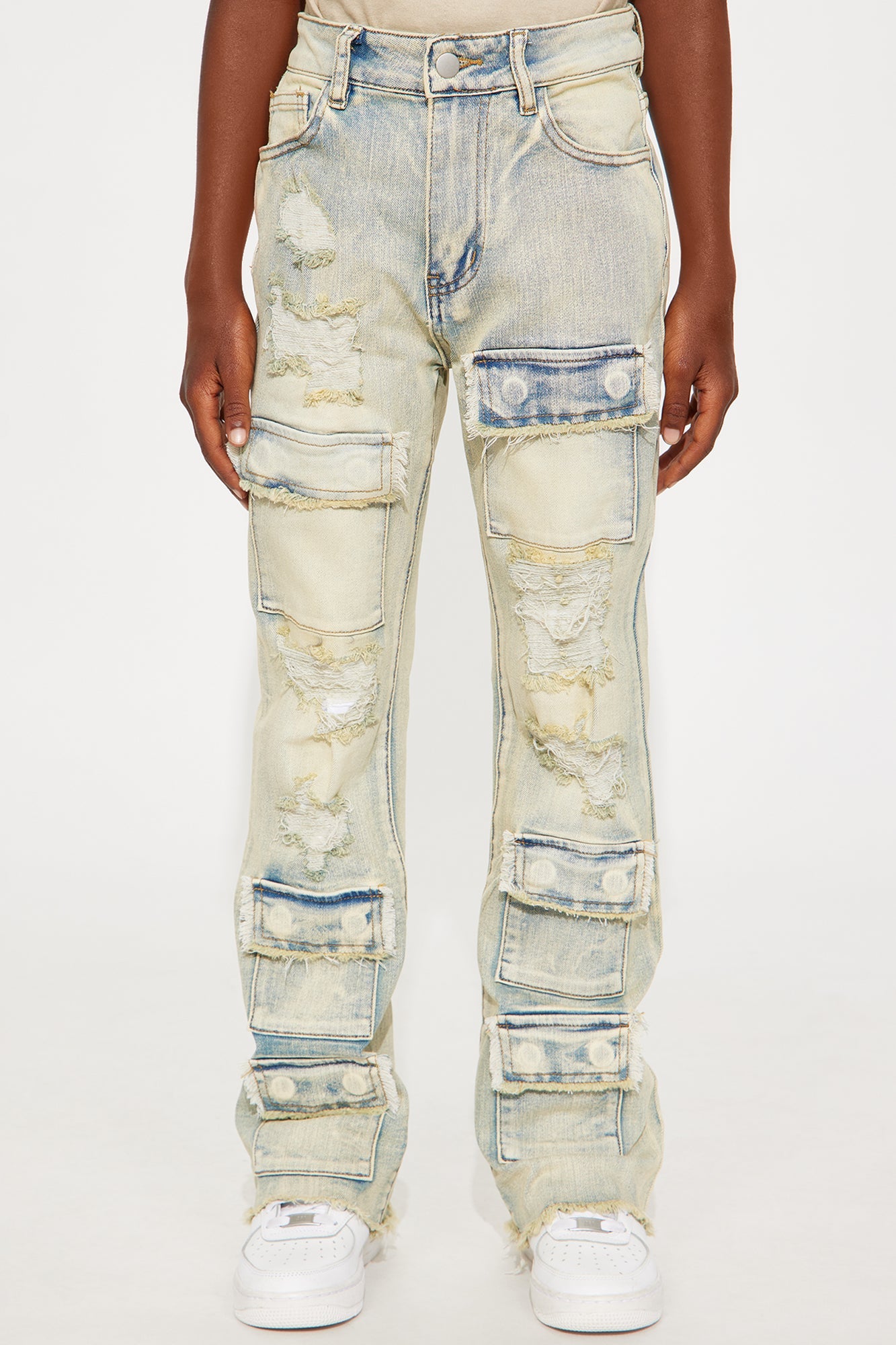 Mini Get Started Cargo Stacked Skinny Flare Jeans - Medium Wash