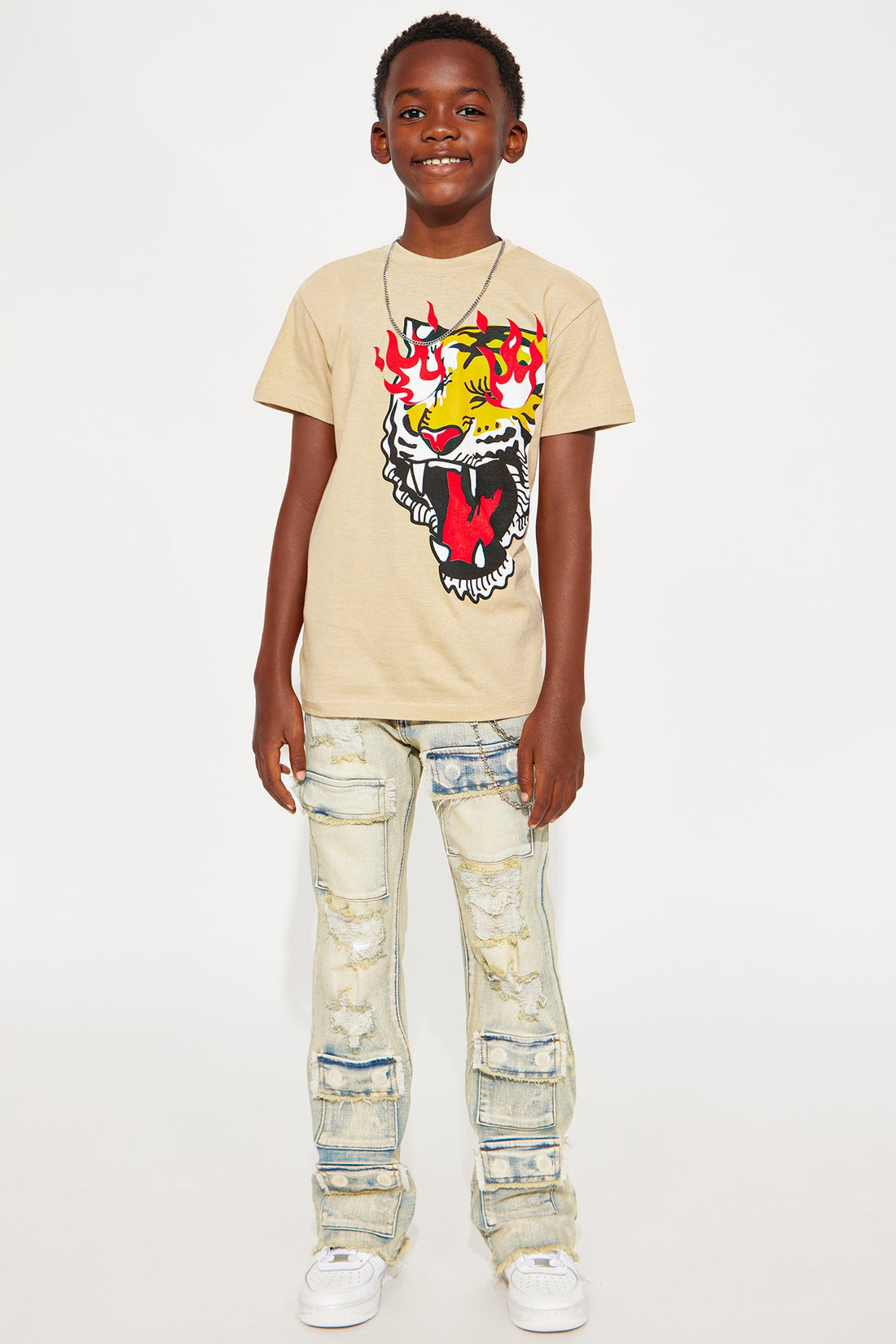 Mini Fierce Tiger Short Sleeve Tee - Sand
