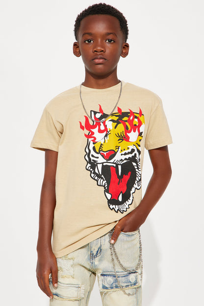 Mini Fierce Tiger Short Sleeve Tee - Sand
